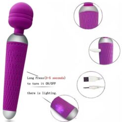 10 Powerful Frequency USB Rechargeable Wand AV Vibrator Clitoris Stimulator