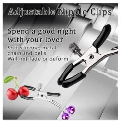 Eros Soft Rubber Metal Nipple Clamps with Bells