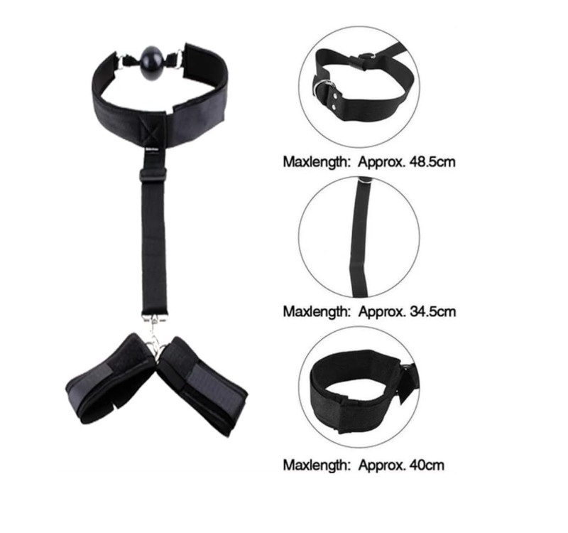 Dominance Ball Gag & Wrist Restraints Kit 10 Dominance Ball Gag & Wrist Restraints Kit