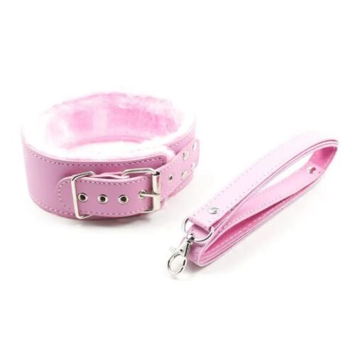 Leather Choker Neck Collar with Leash BDSM