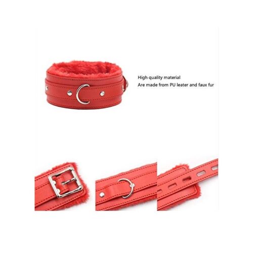 Leather Choker Neck Collar with Leash BDSM