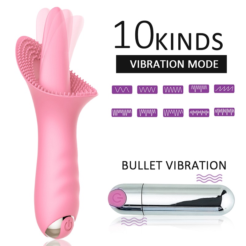 10 speed clit stimulating vibrating tongue licking vibrator 