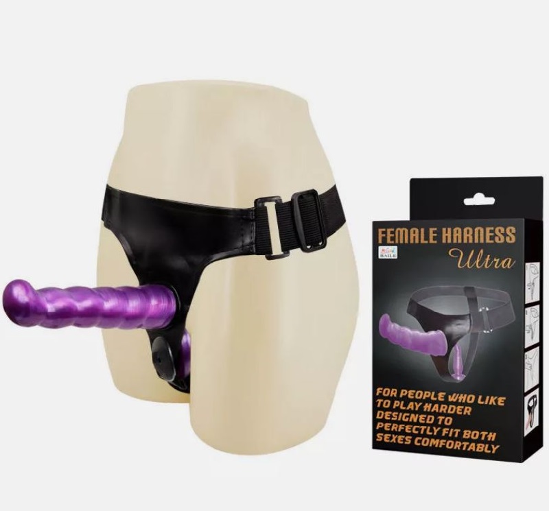 Double Purple Strap-on Dildo Harness Lesbian Strap on Dildo