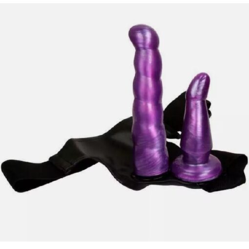 Double Purple Strap-on Dildo Harness Lesbian Strap on Dildo