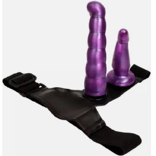 Double Purple Strap-on Dildo Harness Lesbian Strap on Dildo