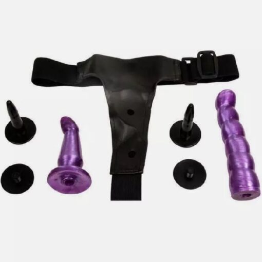 Double Purple Strap-on Dildo Harness Lesbian Strap on Dildo