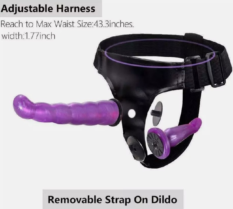 Double Purple Strap-on Dildo Harness Lesbian Strap on Dildo