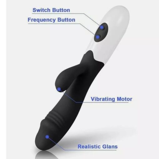 10 Mode Dual Rabbit Vibrator Clit Stimulator Silicone Dildo