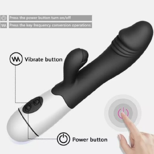 10 Mode Dual Rabbit Vibrator Clit Stimulator Silicone Dildo