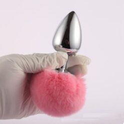 Cute Plush Ball Rabbit Tail Butt Plug Stainless Steel Anal Plug 2 Cute Rabbit Plush Ball Tail Stainless Steel Butt Plug View