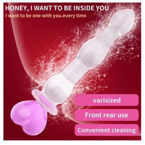 Eros 7.88 inches Heart Crystal Glass Dildo Butt Plug