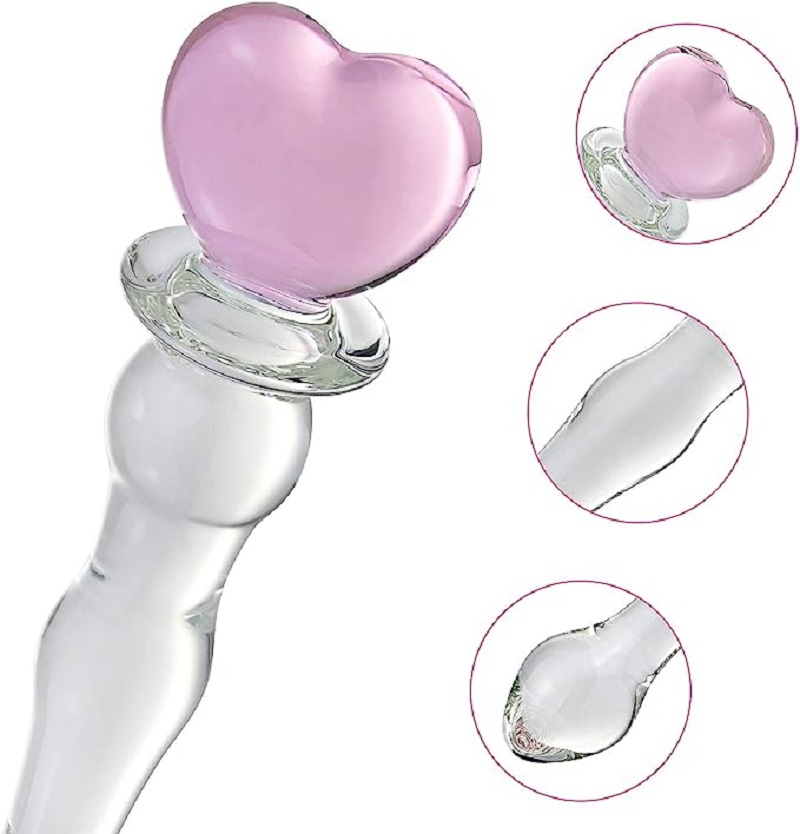 7.88 inches heart crystal glass dildo butt plug 