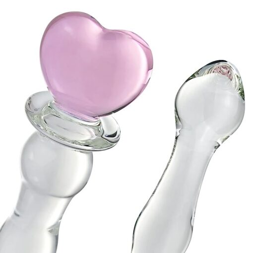 Eros 7.88 inches Heart Crystal Glass Dildo Butt Plug