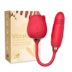 Powerful 2 in 1 rose sucking vibrator with thrusting dildo