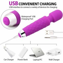 20 Mode Waterproof USB Clit Massager Wand Vibrator