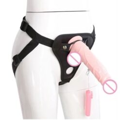 Eros 7 Inch Silicone Vibrating Rotating Dildo with Strap-on