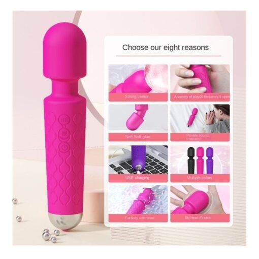 20 Mode Wand Vibrator Waterproof USB Clit Massager