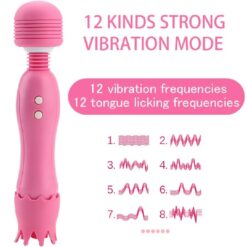 12 Frequency Perfect size Dual Wand Tongue Licking Sucking Vibrator
