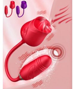 Powerful 2 in1 Rose Licking Vibrator with Thrusting Dildo