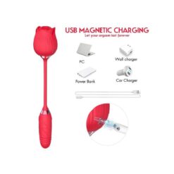 Powerful 2 in1 Rose Licking Vibrator with Thrusting Dildo