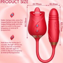 Powerful 2 in1 Rose Licking Vibrator with Thrusting Dildo