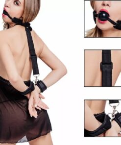 BDSM Ball Mouth Gag with Cuffs Restraints