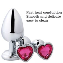 Eros 3pcs Stainless Steel Heart Jewel Butt Plugs 2 Eros 3pcs Stainless Steel Heart Jewel Butt Plugs