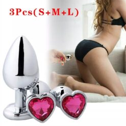Eros 3pcs Stainless Steel Heart Jewel Butt Plugs 1 Eros 3pcs Stainless Steel Heart Jewel Butt Plugs