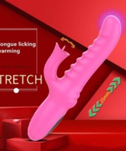 Thrusting and tongue licking rabbit vibrator