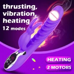 Eros Powerful 12 Frequency USB Rechargeable LCD Heating Rabbit Vibrator