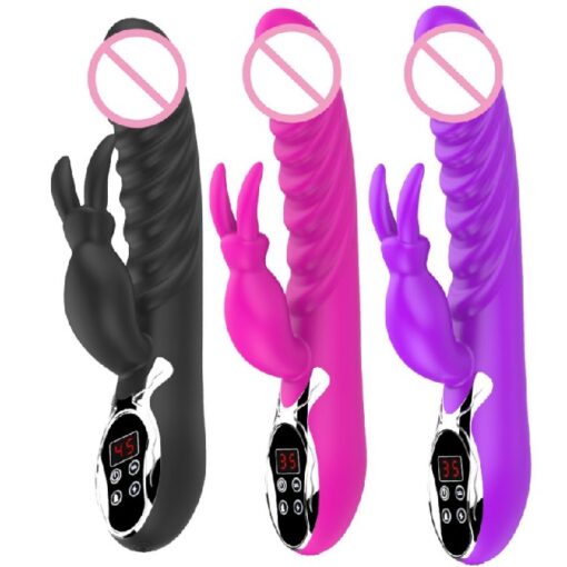 Eros powerful 12 frequency USB rechargeable LCD heating rabbit vibrator