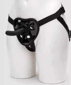 slim black strap-on curved dildo pegging dildo