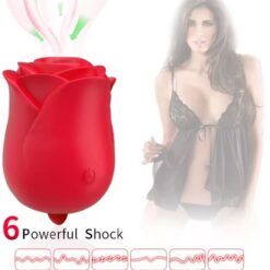 2 in 1 Sucking Rose with a Licking Tongue Rose Vibrator
