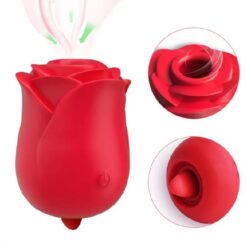 2 in 1 Sucking Rose with a Licking Tongue Rose Vibrator