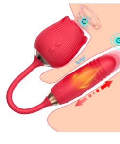 Powerful 2 in1 Rose Vibrator with Thrusting Dildo