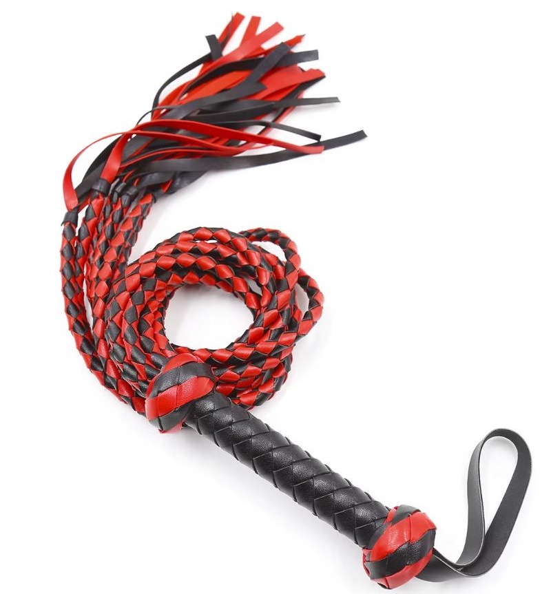 Leather Whip Bare Sutra Tie Down Fringe Flogger-