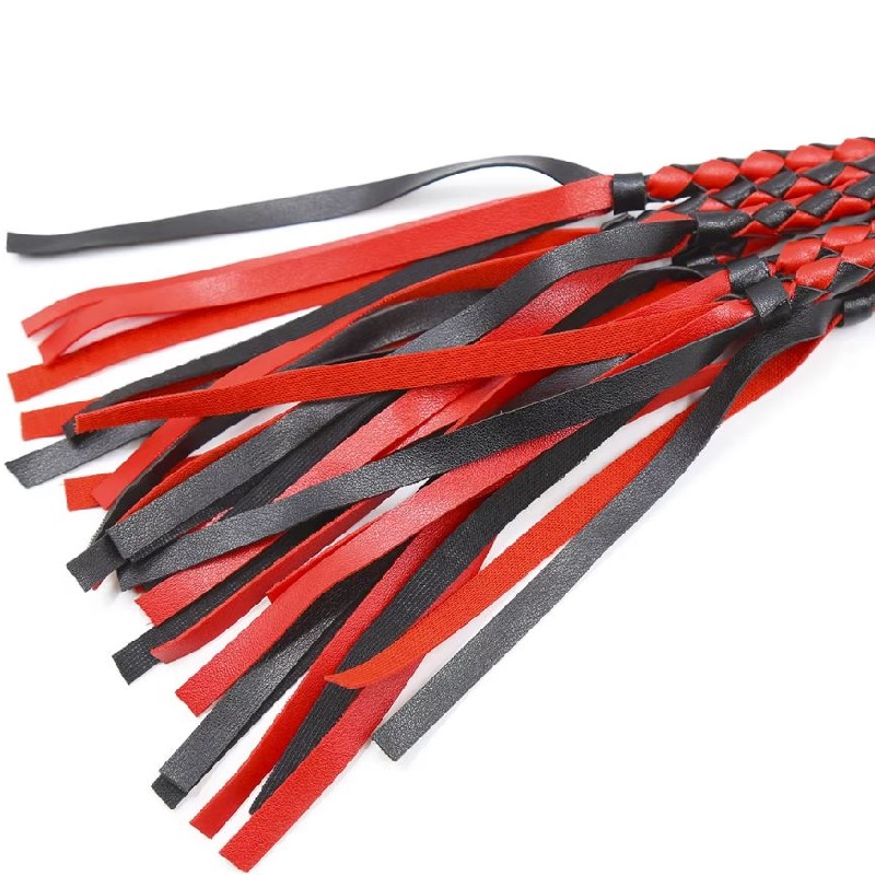 Leather Whip Bare Sutra Tie Down Fringe Flogger-
