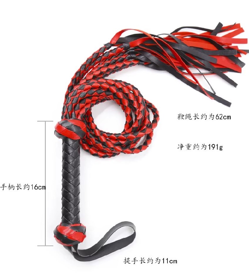 Leather Whip Bare Sutra Tie Down Fringe Flogger-