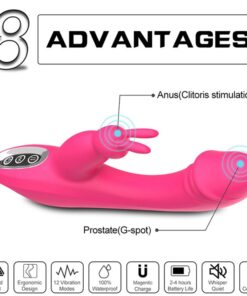 Eros Quality 2 in 1 Rosy Rabbit Vibrator Lady Sex Toy 2 Eros Quality 2 in 1 Rosy Rabbit Vibrator Lady Sex Toy