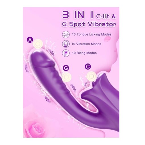 Eros Advanced Multi-Tongue Licking Sucking Dildo Rose