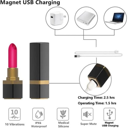Eros 10 speed USB Rechargeable Lipstick Vibrator