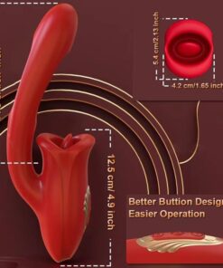 Eros Advanced Multi-Tongue Licking Sucking Dildo Rose