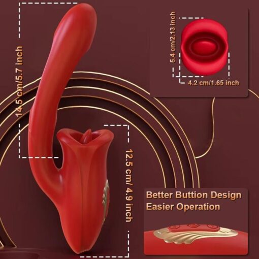 Eros Advanced Multi-Tongue Licking Sucking Dildo Rose
