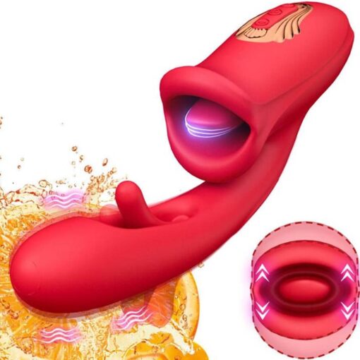 Eros Advanced Multi-Tongue Licking Sucking Dildo Rose