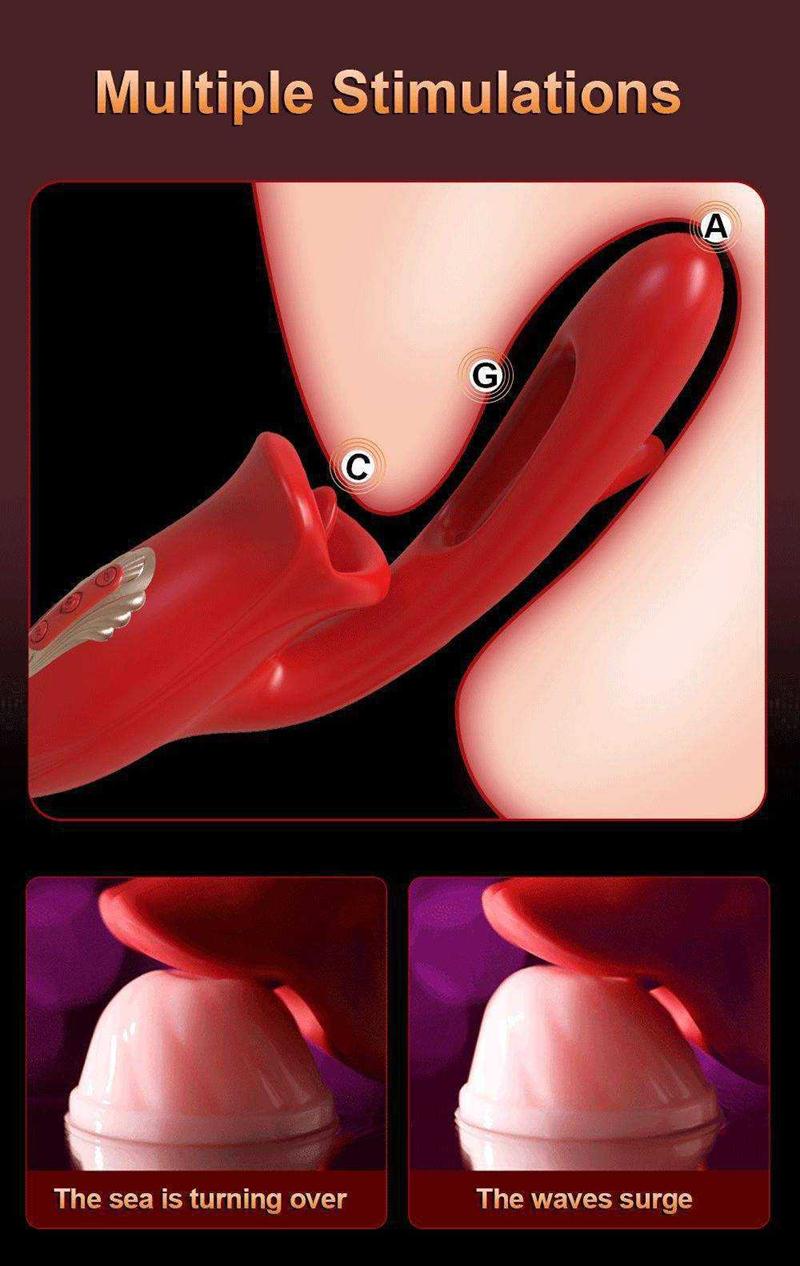 Eros Advanced Multi-Tongue Licking Sucking Dildo Rose