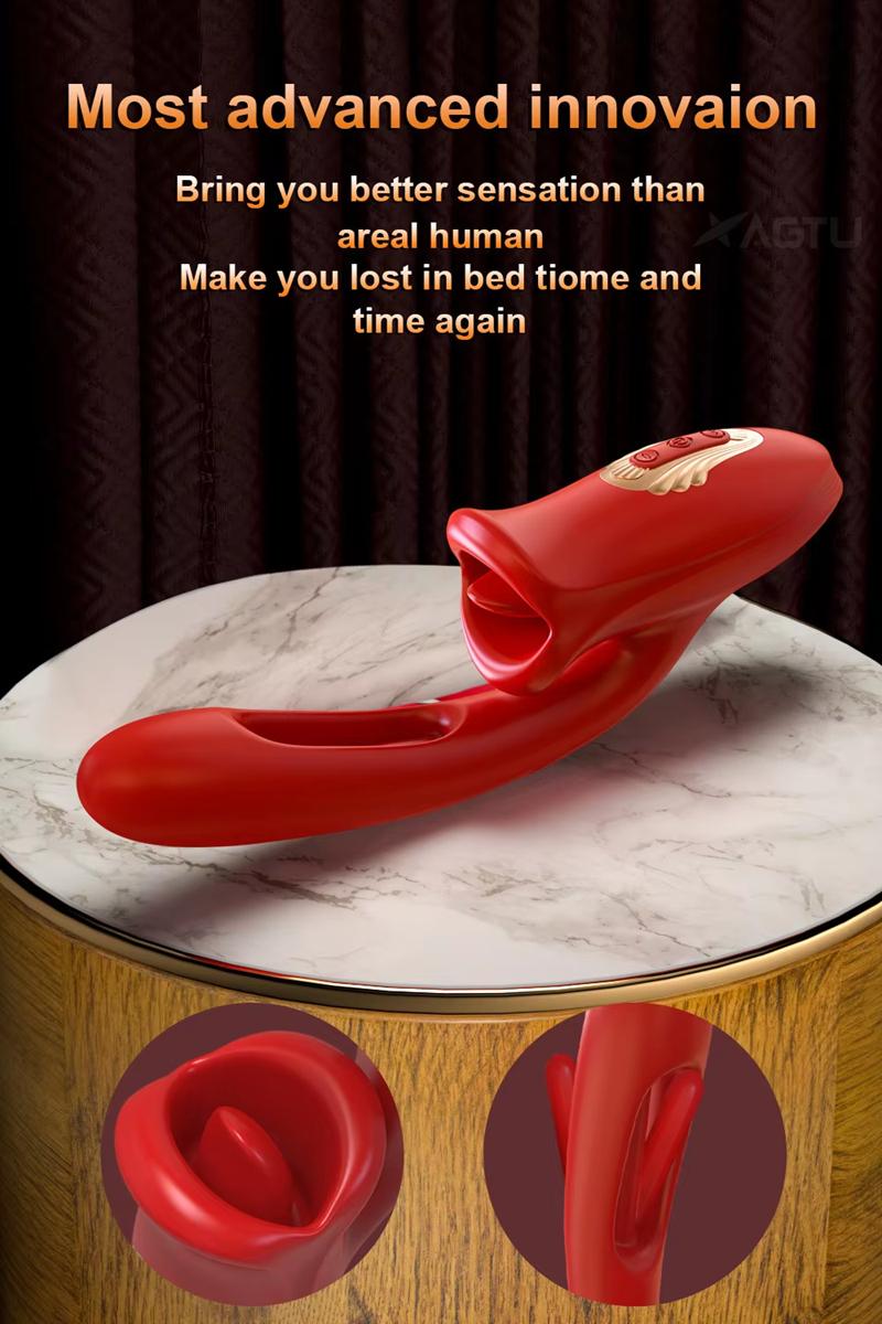 Eros Advanced Multi-Tongue Licking Sucking Dildo Rose