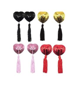 Reusable Nipple Cover Shiny Sequin Silicone Heart-Shaped