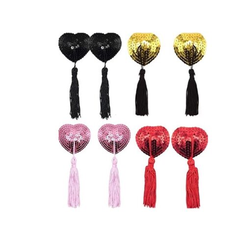 Reusable Nipple Cover Shiny Sequin Silicone Heart-Shaped