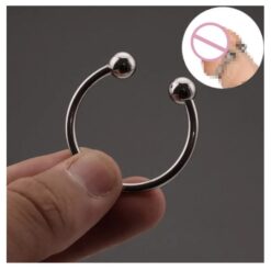 Stainless Steel Dual Ball Penis Cock Ring Delay Ejaculation Sex Toy for Men Sexual Wellness