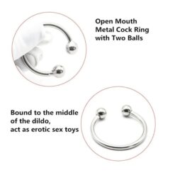 Stainless Steel Dual Ball Penis Cock Ring Delay Ejaculation Sex Toy for Men Sexual Wellness
